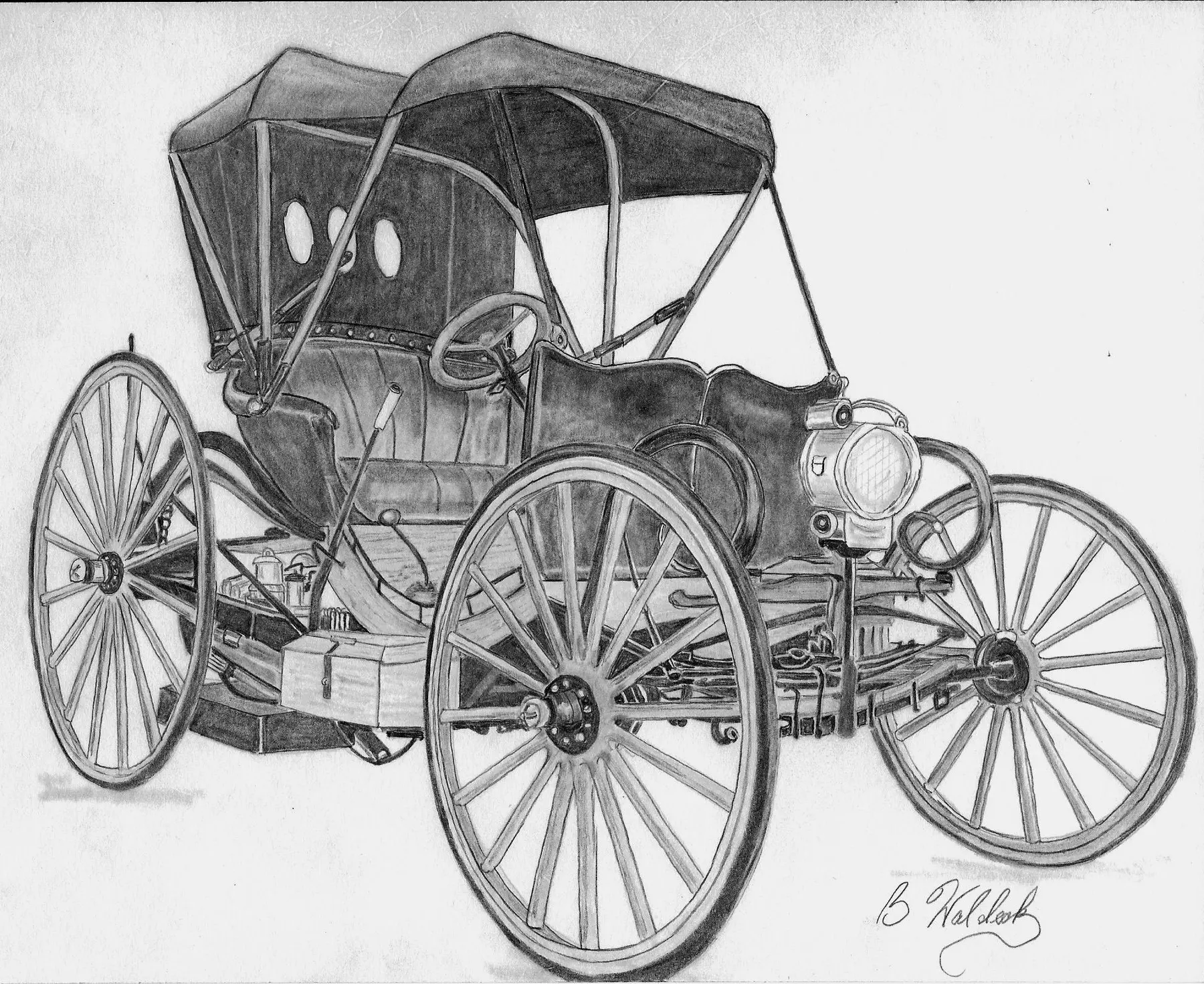 1895 2-cylinder, 17 hp Horseless Carriage 8x10